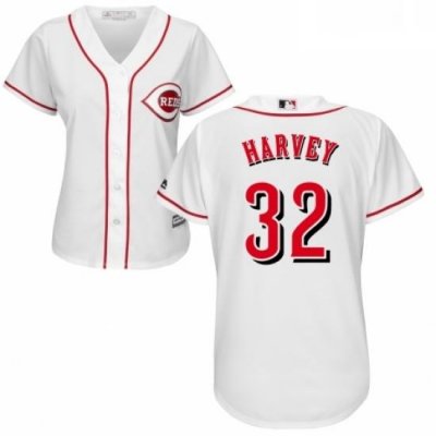 Womens Majestic Cincinnati Reds 32 Matt Harvey Replica White Home Cool Base MLB Jersey