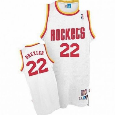 Mens Mitchell and Ness Houston Rockets 22 Clyde Drexler Swingman White Throwback NBA Jersey