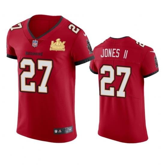 Men Tampa Bay Buccaneers 27 Ronald Jones II Men Super Bowl LV Champions Patch Nike Red Vapor Elite Jersey