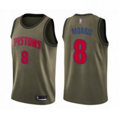 Mens Detroit Pistons 8 Markieff Morris Swingman Green Salute to Service Basketball Jersey