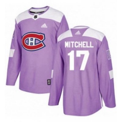 Mens Adidas Montreal Canadiens 17 Torrey Mitchell Authentic Purple Fights Cancer Practice NHL Jersey