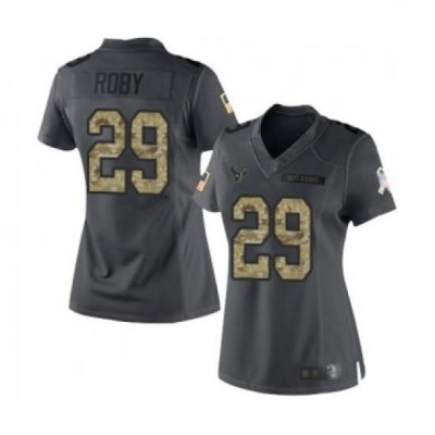 Womens Houston Texans 29 Bradley Roby Limited Black 2016 Salute to Service Football Jersey