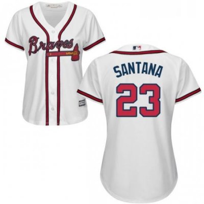 Womens Majestic Atlanta Braves 23 Danny Santana Replica White Home Cool Base MLB Jersey