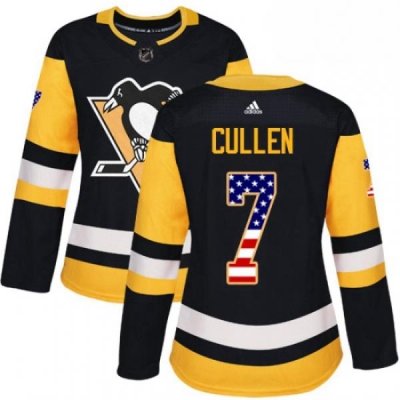 Womens Adidas Pittsburgh Penguins 7 Matt Cullen Authentic Black USA Flag Fashion NHL Jersey