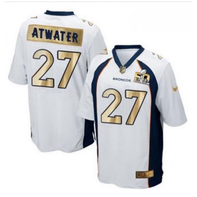 Nike Broncos #27 Steve AtWater White Mens Stitched NFL Game Super BoWl 50 Collection Jersey