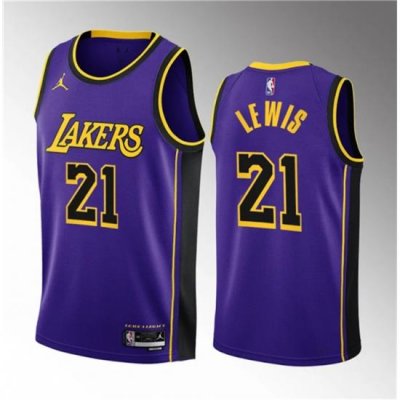 Men Los Angeles Lakers 21 Maxwell Lewis Purple 2023 Draft Statement Edition Stitched Basketball Jersey