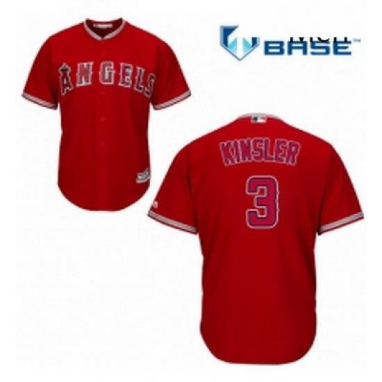 Mens Majestic Los Angeles Angels of Anaheim 3 Ian Kinsler Replica Red Alternate Cool Base MLB Jersey