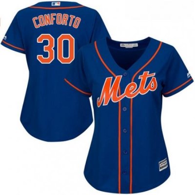 Womens Majestic New York Mets 30 Michael Conforto Authentic Royal Blue Alternate Home Cool Base MLB Jersey