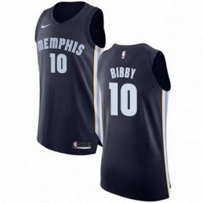 Mens Nike Memphis Grizzlies 10 Mike Bibby Authentic Navy Blue Road NBA Jersey Icon Edition