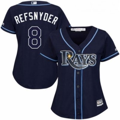 Womens Majestic Tampa Bay Rays 8 Rob Refsnyder Replica Navy Blue Alternate Cool Base MLB Jersey