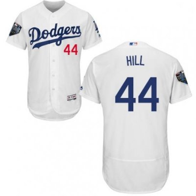 Mens Majestic Los Angeles Dodgers 44 Rich Hill White Home Flex Base Authentic Collection 2018 World Series Jersey