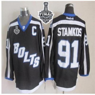 Tampa Bay Lightning #91 Steven Stamkos Black Third 2015 Stanley Cup Stitched NHL jersey