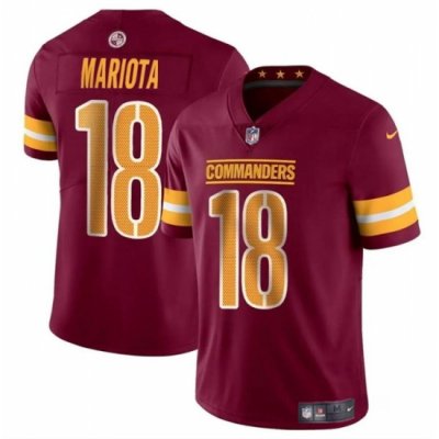 Men Washington Commanders 18 Marcus Mariota Burgundy 2024 Vapor Limited Stitched Football Jersey