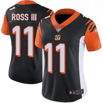 Bengals #11 John Ross III Black Team Color Women Stitched Football Vapor Untouchable Limited Jersey