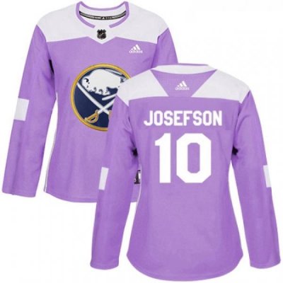 Womens Adidas Buffalo Sabres 10 Jacob Josefson Authentic Purple Fights Cancer Practice NHL Jersey