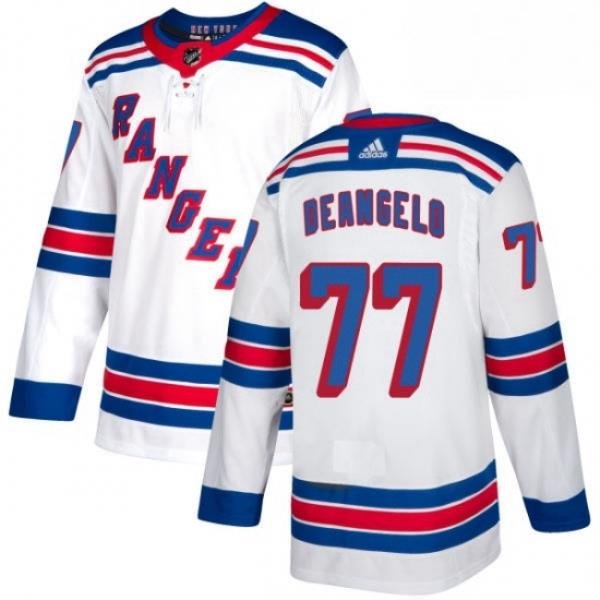 Womens Adidas New York Rangers 77 Anthony DeAngelo Authentic White Away NHL Jersey