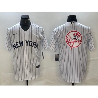 Men NeW York Yankees Team Big Logo White Cool Base Stitched Baseball Jersey2