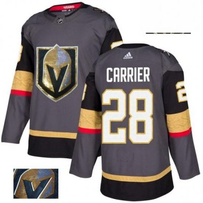 Mens Adidas Vegas Golden Knights 28 William Carrier Authentic Gray Fashion Gold NHL Jersey