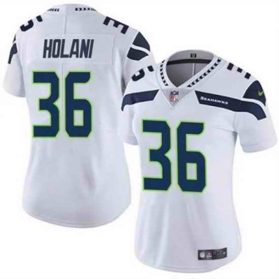 Women Seattle Seahawks 36 George Holani White Vapor Limited Stitched Football Jersey