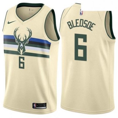 Youth Nike Milwaukee Bucks 6 Eric Bledsoe Swingman Cream NBA Jersey City Edition