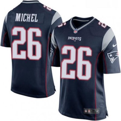 Mens Nike New England Patriots 26 Sony Michel Game Navy Blue Team Color NFL Jersey