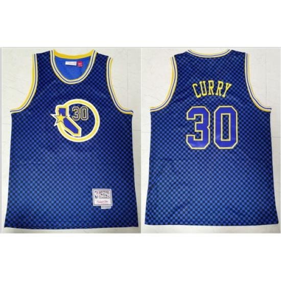 Warriors 30 Stephen Curry Blue Hardwood Classics Swingman Jersey