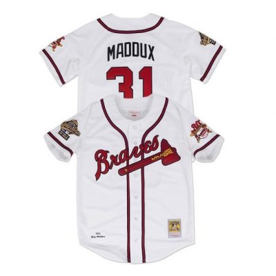 Men Greg Maddux 1995 Atlanta Braves Mitchell & Ness Authentic World Series Jersey