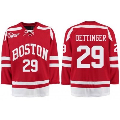 Boston University Terriers BU 29 Jake Oettinger Red Stitched Hockey Jersey