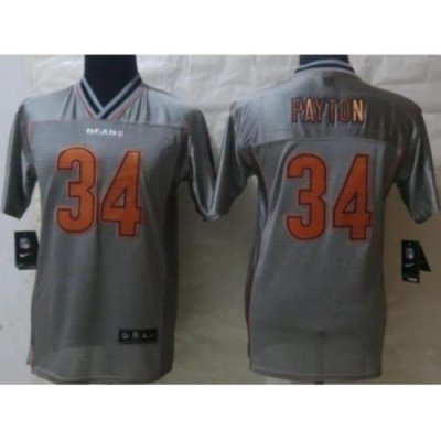 Kids Nike Chicago Bears 34 Walter Payton Grey Vapor Elite Jerseys