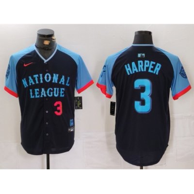 Men National League 3 Bryce Harper Navy 2024 All Star Limited Stitched Baseball Jersey 5