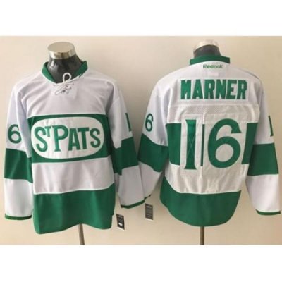 Maple Leafs #16 Mitchell Marner White Green St. Patrick's Day Stitched NHL Jersey