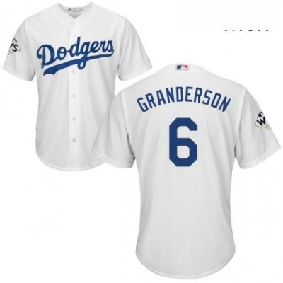 Mens Majestic Los Angeles Dodgers 6 Curtis Granderson Replica White Home 2017 World Series Bound Cool Base MLB Jersey