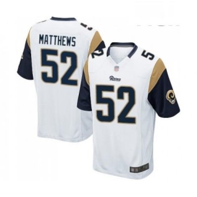 Men Los Angeles Rams 52 Clay Matthews Game White Football Jersey