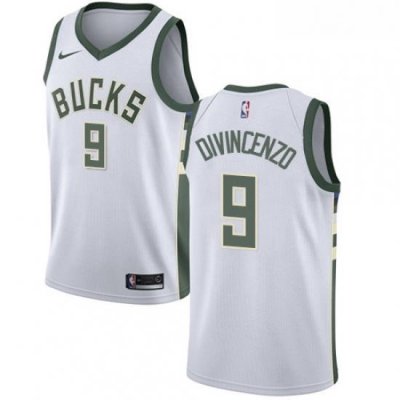 Youth Nike Milwaukee Bucks 9 Donte DiVincenzo Swingman White NBA Jersey Association Edition