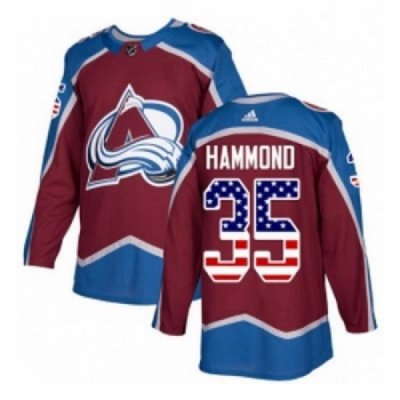 Youth Adidas Colorado Avalanche 35 Andrew Hammond Authentic Burgundy Red USA Flag Fashion NHL Jersey