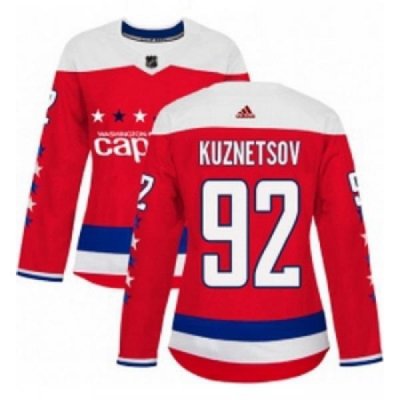 Womens Adidas Washington Capitals 92 Evgeny Kuznetsov Authentic Red Alternate NHL Jersey