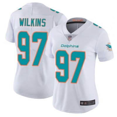 Dolphins 97 Christian Wilkins White Women Stitched Football Vapor Untouchable Limited Jersey