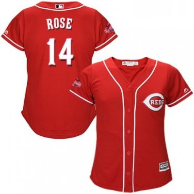 Womens Majestic Cincinnati Reds 14 Pete Rose Replica Red Alternate Cool Base MLB Jersey