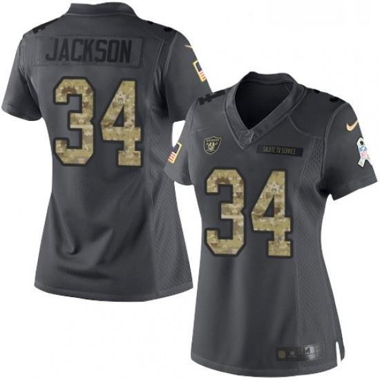 Womens Nike Oakland Raiders 34 Bo Jackson Limited Black 2016 Salute to Service NFL Jersey