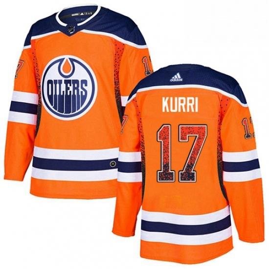 Mens Adidas Edmonton Oilers 17 Jari Kurri Authentic Orange Drift Fashion NHL Jersey