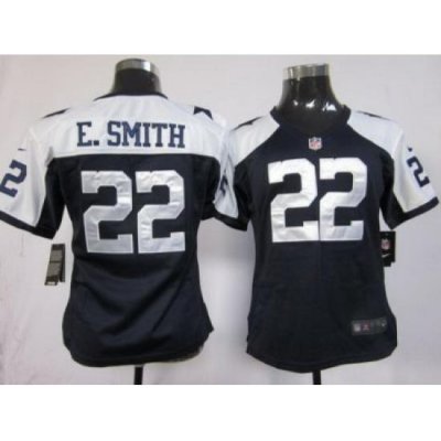 Women Nike Dallas CoWboys 22 E.SMITH Blue Thankgivings Nike NFL Jerseys