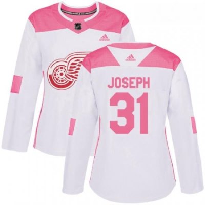 Womens Adidas Detroit Red Wings 31 Curtis Joseph Authentic WhitePink Fashion NHL Jersey