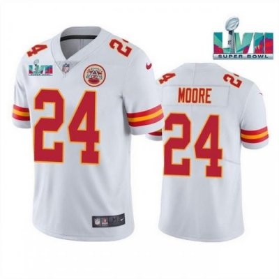 Men Women Youth Toddler Kansas City Chiefs 24 Skyy Moore White Super Bowl LVII Patch Vapor Untouchable Limited Stitched Jersey