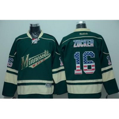 Minnesota Wild  #16 Jason Zucker Green USA Flag Fashion Stitched NHL Jersey