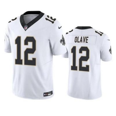 Men New Orleans Saints 12 Chris Olave White 2023 F U S E  Vapor Untouchable Limited Stitched Jersey