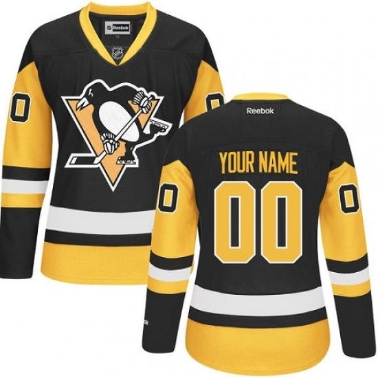 Men Women Youth Toddler Black Gold Jersey - Customized Reebok Pittsburgh Penguins Third  II