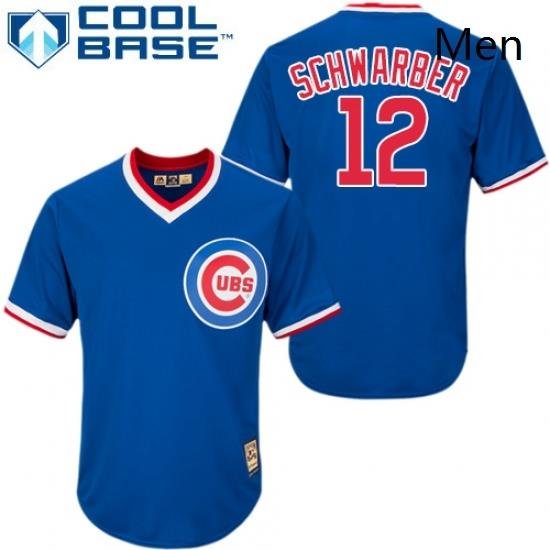 Mens Majestic Chicago Cubs 12 Kyle Schwarber Authentic Royal Blue Cooperstown MLB Jersey