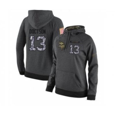 Football Womens Minnesota Vikings 13 Josh Doctson Stitched Black Anthracite Salute to Service Player Performance Hoodie