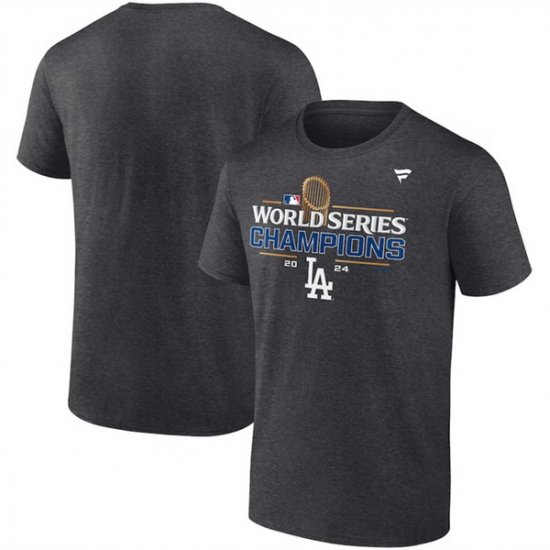 Men Los Angeles Dodgers Heather Charcoal Big  26 Tall 2024 World Series Champions Locker Room T Shirt