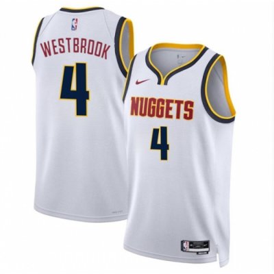 Men Denver Nuggets 4 Russell Westbrook White 2024 Association Edition Stitched Basketball Jersey 134